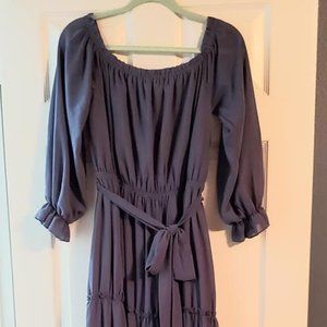 Baltic Born Ricarica Isabel Maxi Off-the-Shoulder Dress, Dusty Blue